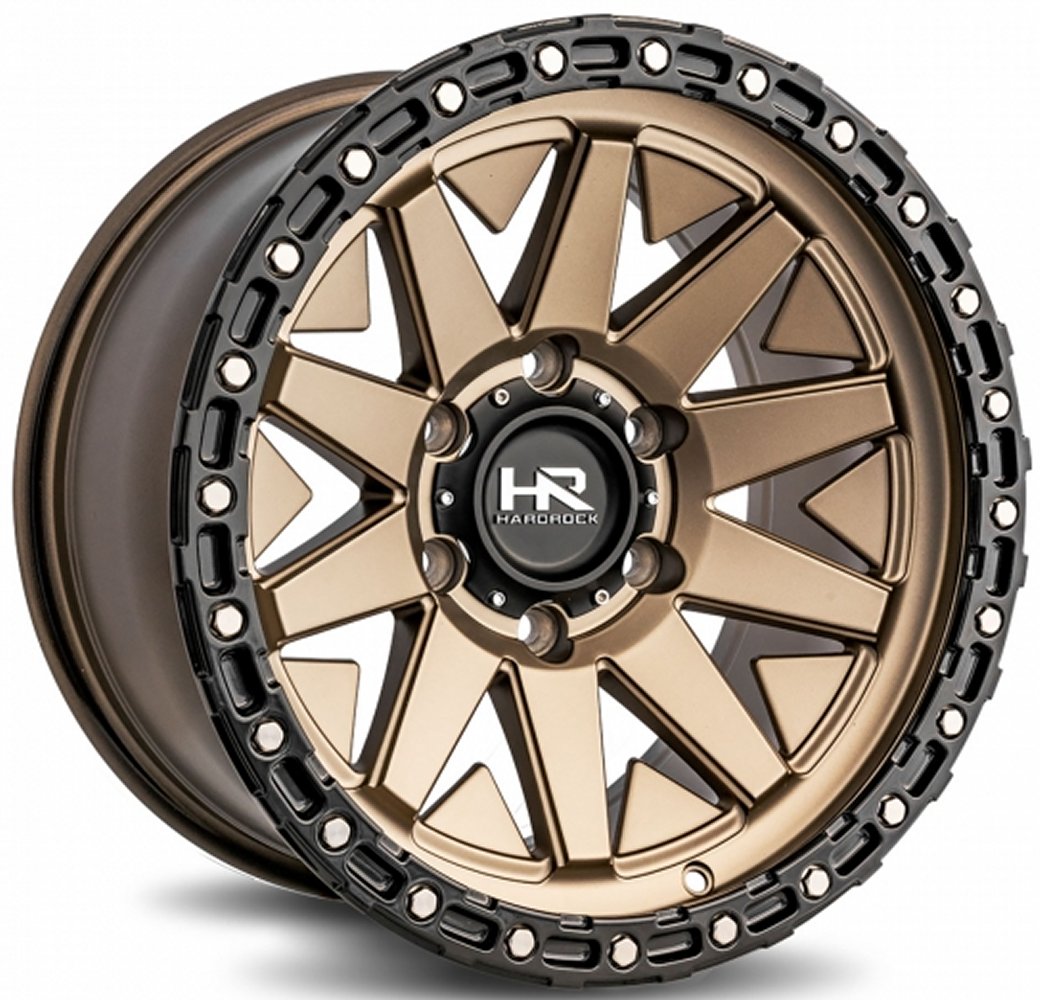 17x9 Hardrock Off-Road H106 Matte Bronze w/ Matte Black Lip Ring 5x5/127 -12mm - Flex Offroad