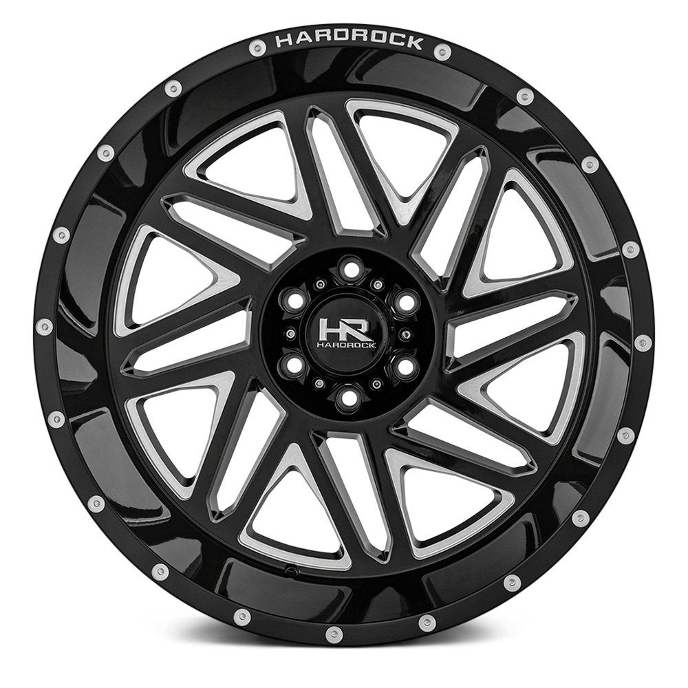 24x14 Hardrock Off-Road H501 Bones Xposed Gloss Black Milled (* May Require Trimming) 8x6.5/165 -76mm - Flex Offroad