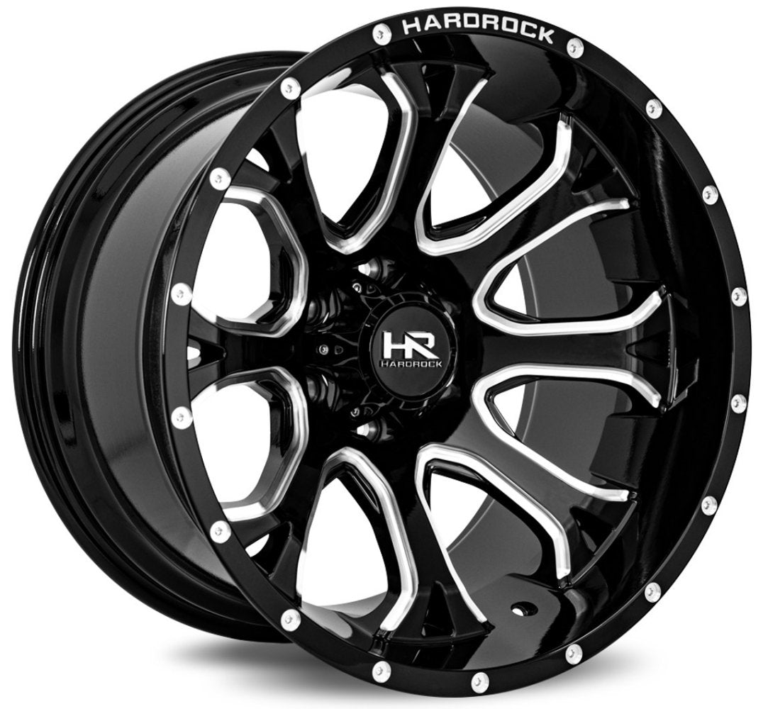 22x12 Hardrock Off-Road H505 Bloodshot Xposed Gloss Black Milled (* May Require Trimming) 8x170 -51mm - Flex Offroad