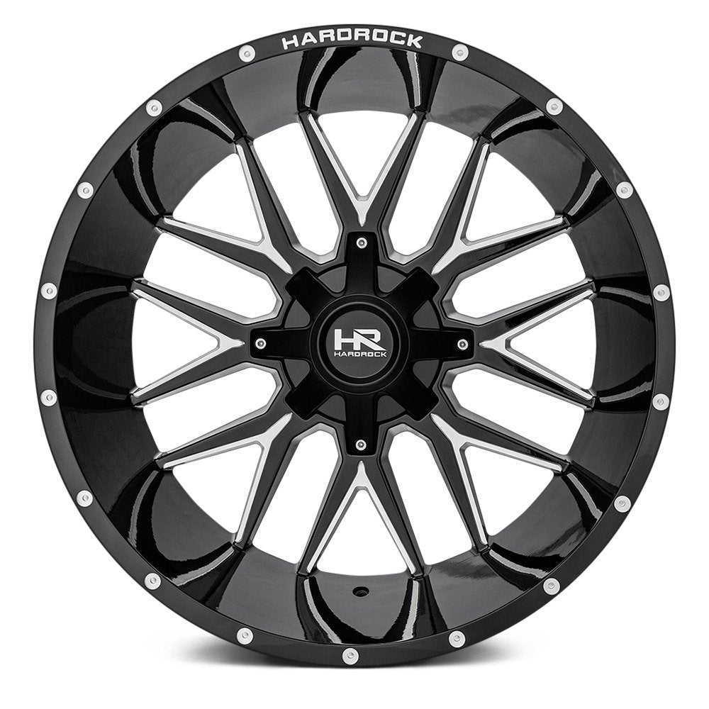 24x14 Hardrock Off-Road H700 Affliction Gloss Black Milled (* May Require Trimming) 5x5/127 5x5.5/139.7 -76mm - Flex Offroad