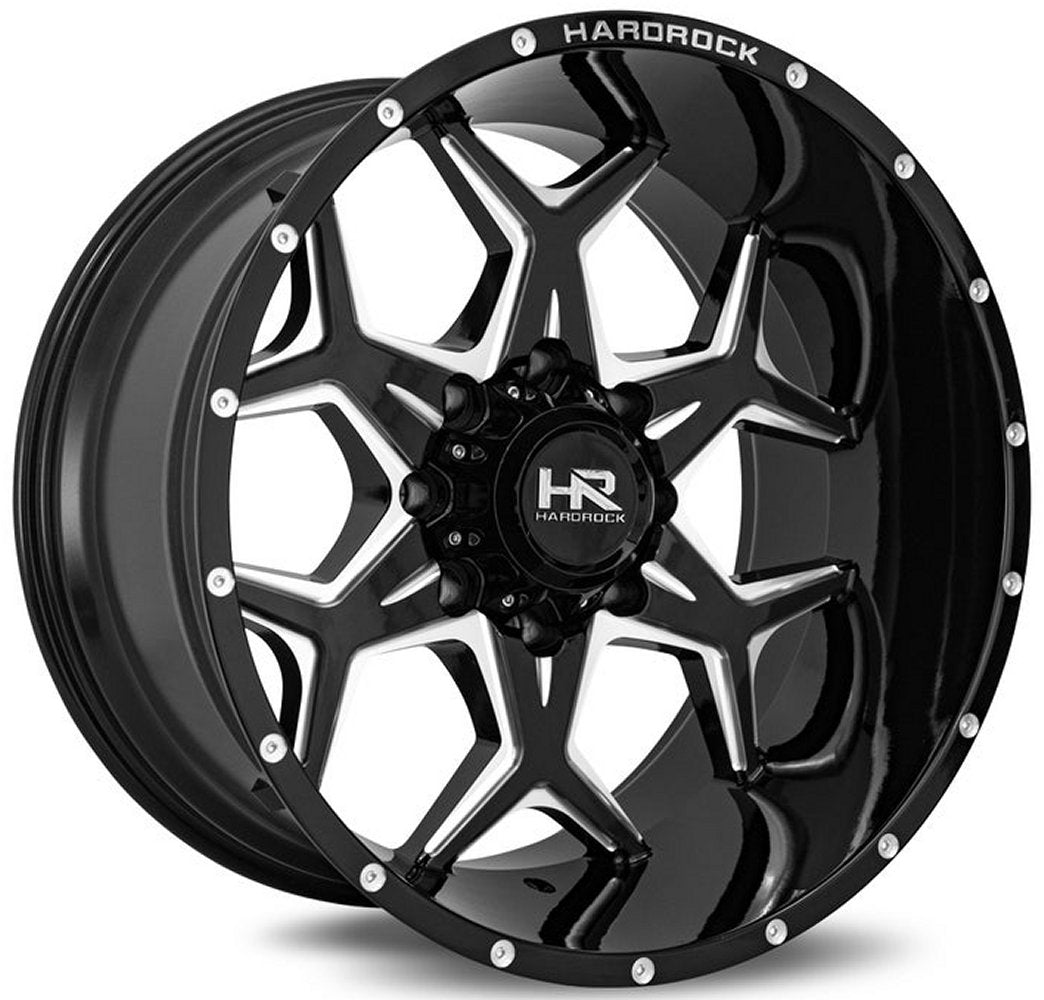 22x12 Hardrock Off-Road H507 Gloss Black Milled (* May Require Trimming) 5x5/127 -51mm - Flex Offroad