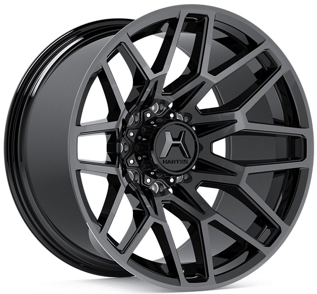 20x9 Hartes Metal Off-Road Hawkish Gloss Black Milled 6x135 6x5.5/139.7 0mm - Flex Offroad