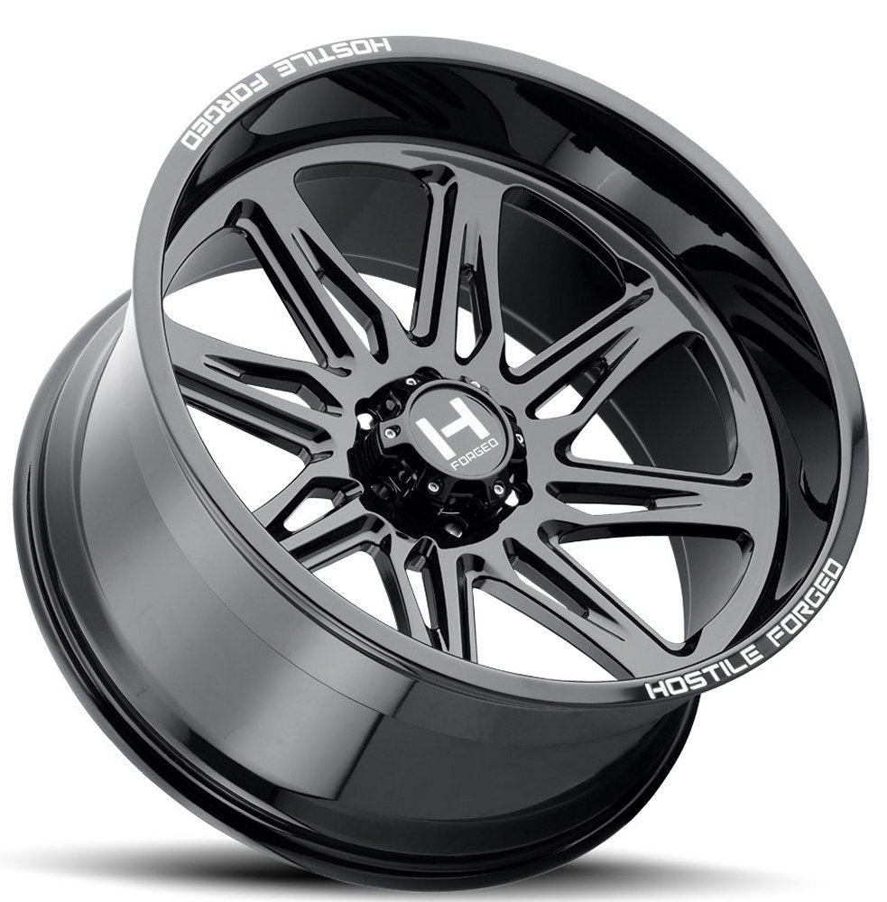 24x14 Hostile Forged HF07 Tomahawk Gloss Black (Forged) (6 Lug) (* May Require Trimming) 8x180 -76mm