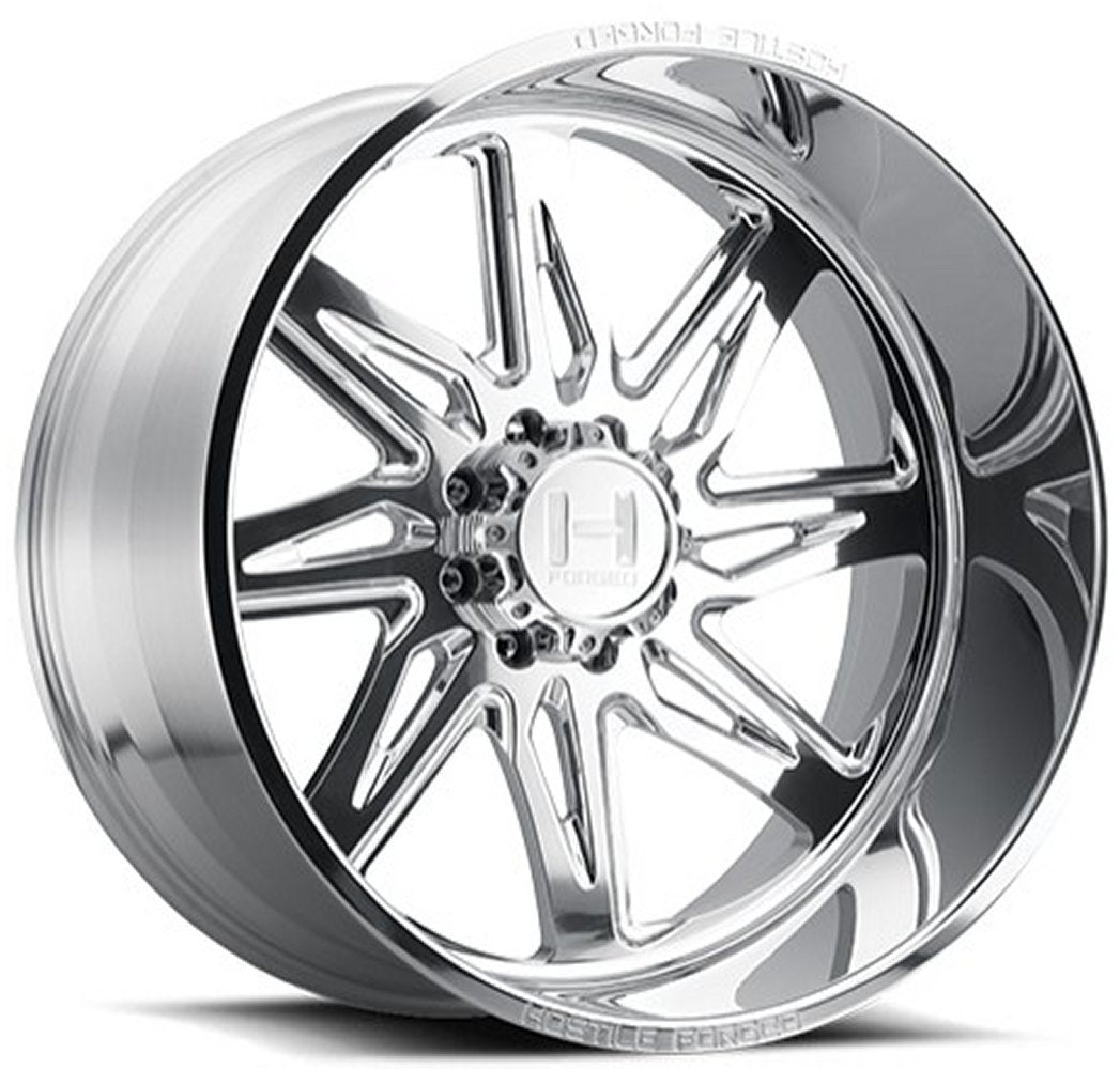 24x14 Hostile Forged HF07 Tomahawk Full Polished (Forged) (* May Require Trimming) 8x170 -76mm - Flex Offroad