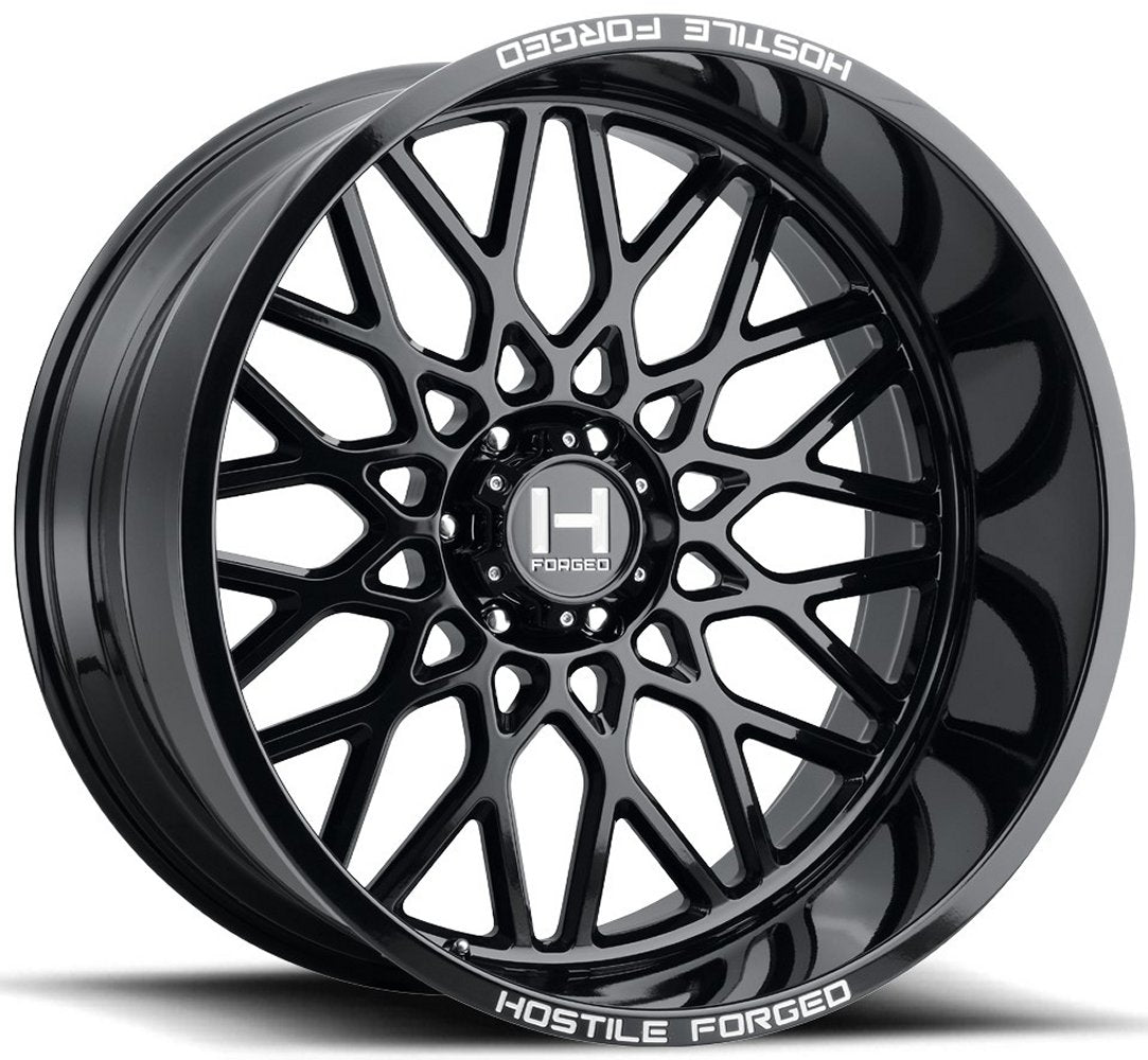 22x12 Hostile Forged HF08 Savage Gloss Black (Forged) (* May Require Trimming) 6x5.5/139.7 -44mm - Flex Offroad