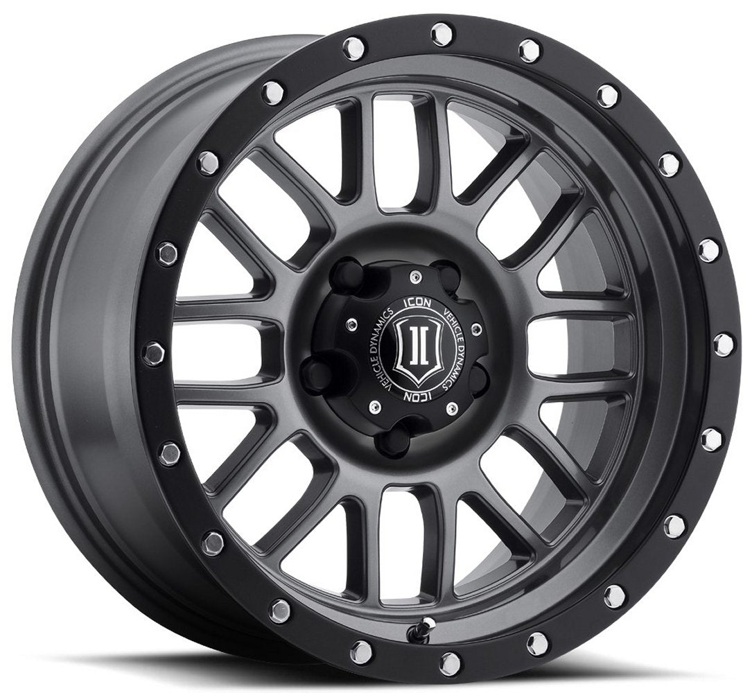(Special Pricing) 17x8.5 ICON Alpha Titanium (5 Lug) 5x5/127 0mm - Flex Offroad
