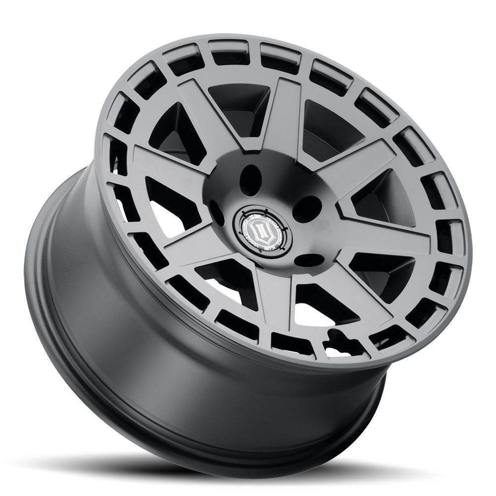 (Special Pricing) 17x8.5 ICON Compass Satin Black 5x5/127 -6mm - Flex Offroad