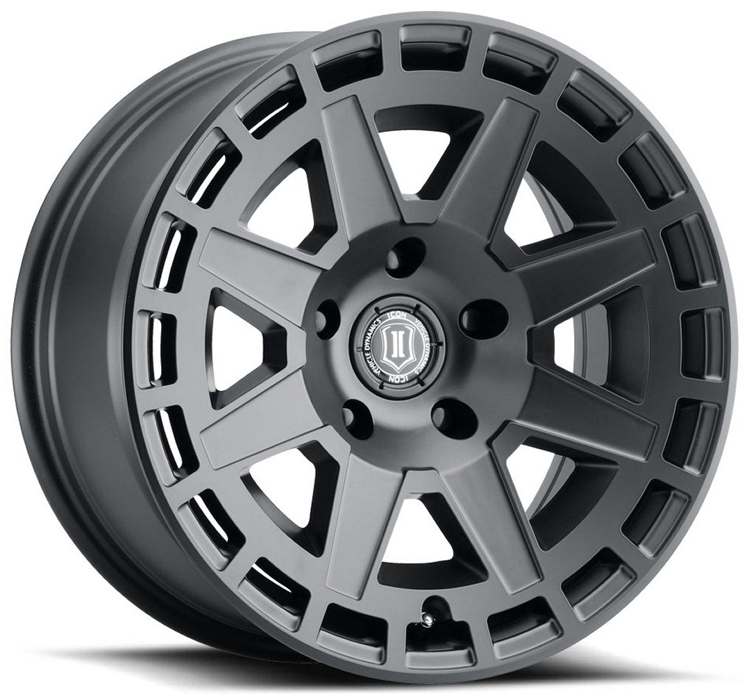 (Special Pricing) 17x8.5 ICON Compass Satin Black 6x5.5/139.7 0mm - Flex Offroad