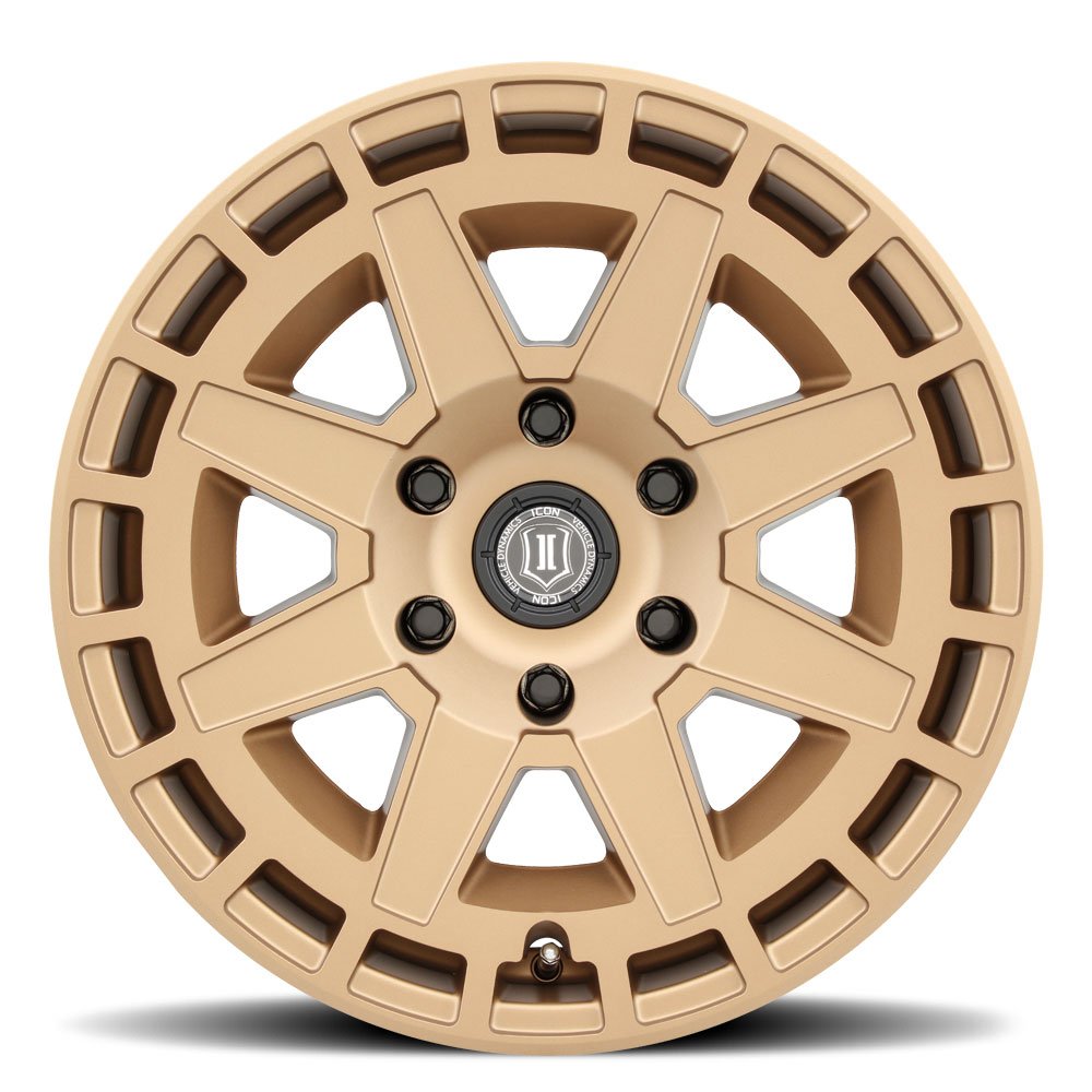 (Special Pricing) 17x8.5 ICON Compass Satin Brass 6x135 6mm - Flex Offroad