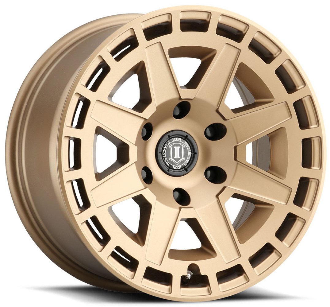 (Special Pricing) 17x8.5 ICON Compass Satin Brass 6x135 6mm - Flex Offroad