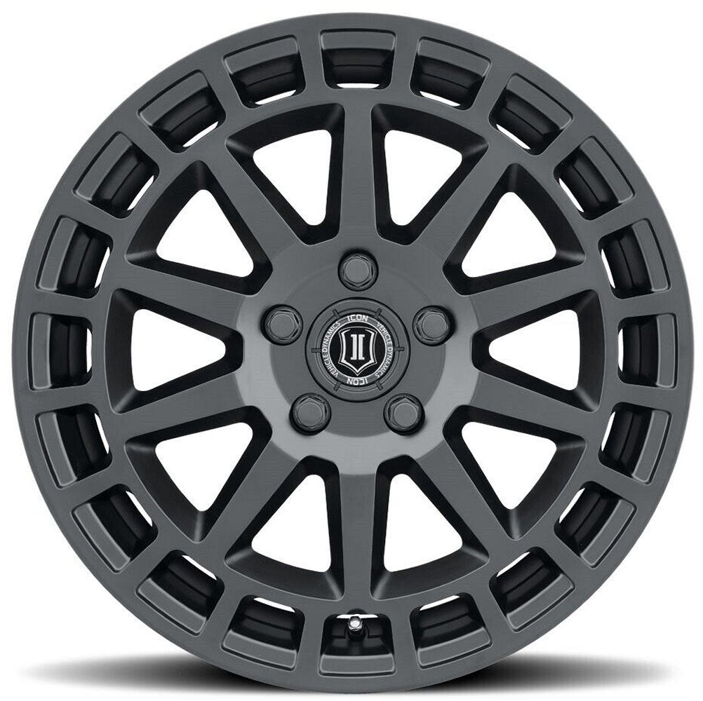 17x8 ICON Journey Satin Black 5x4.25/108 38mm