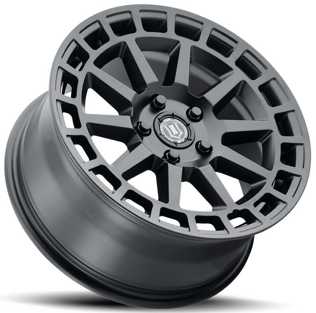 17x8 ICON Journey Satin Black 5x4.25/108 38mm