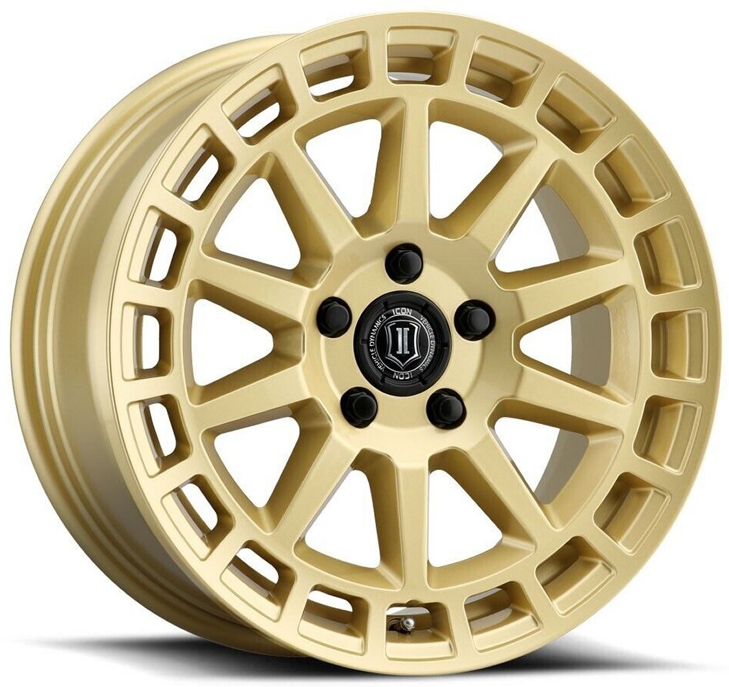 (Special Pricing) 17x8 ICON Journey Gloss Gold 5x4.25/108 38mm - Flex Offroad