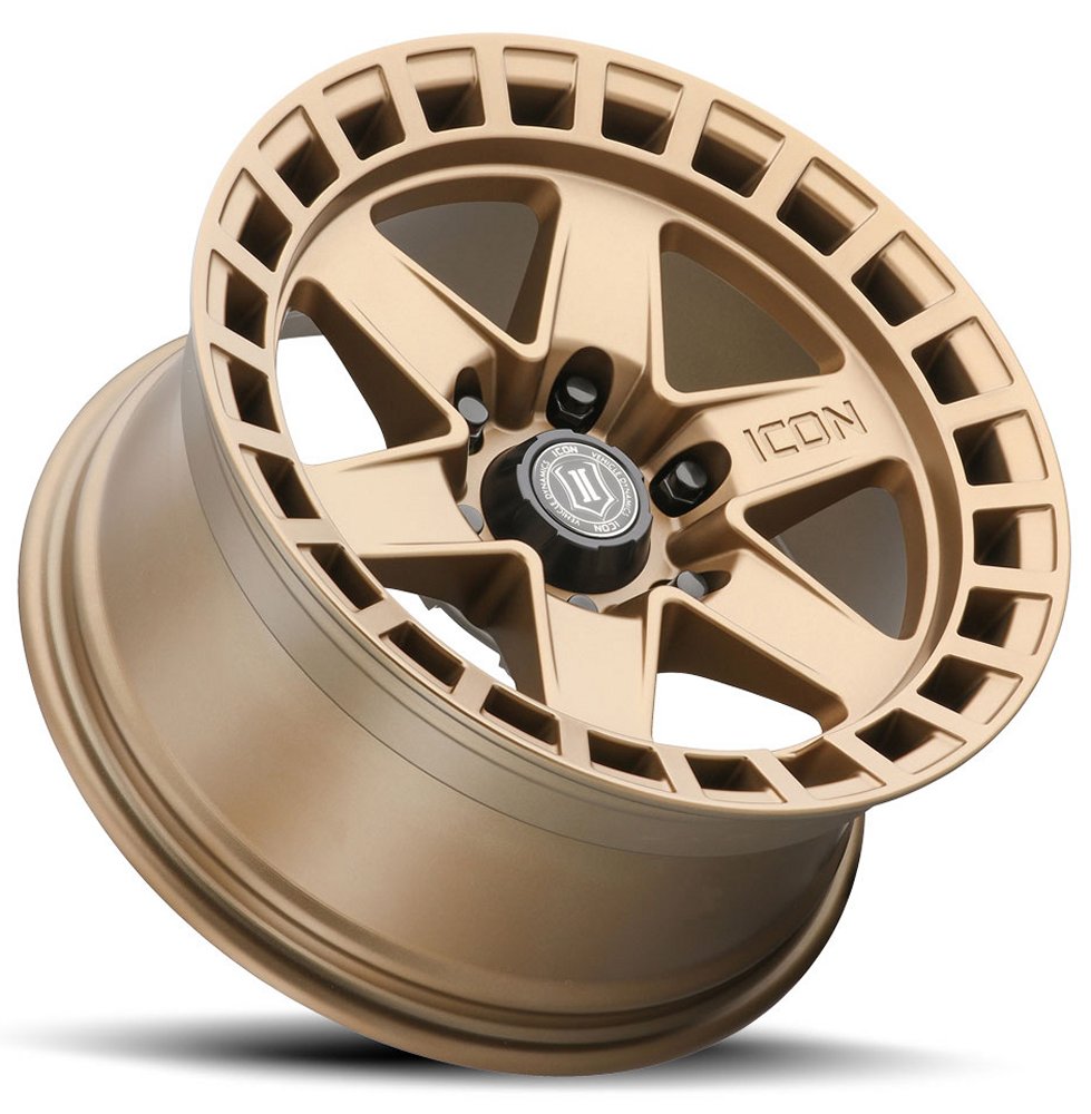 (Special Pricing) 17x8.5 ICON RAIDER Satin Brass (6 Lug) 6x120 0mm - Flex Offroad