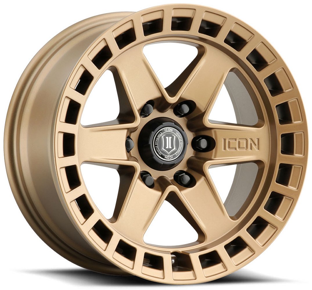 (Special Pricing) 17x8.5 ICON RAIDER Satin Brass (6 Lug) 6x135 6mm - Flex Offroad