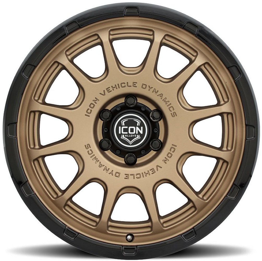 20x9 ICON Rancho Satin Bronze w/ Gloss Black Lip 5x150 16mm