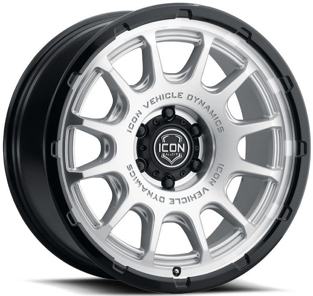 20x9 ICON Rancho Silver Machined w/ Gloss Black Lip 6x135 16mm