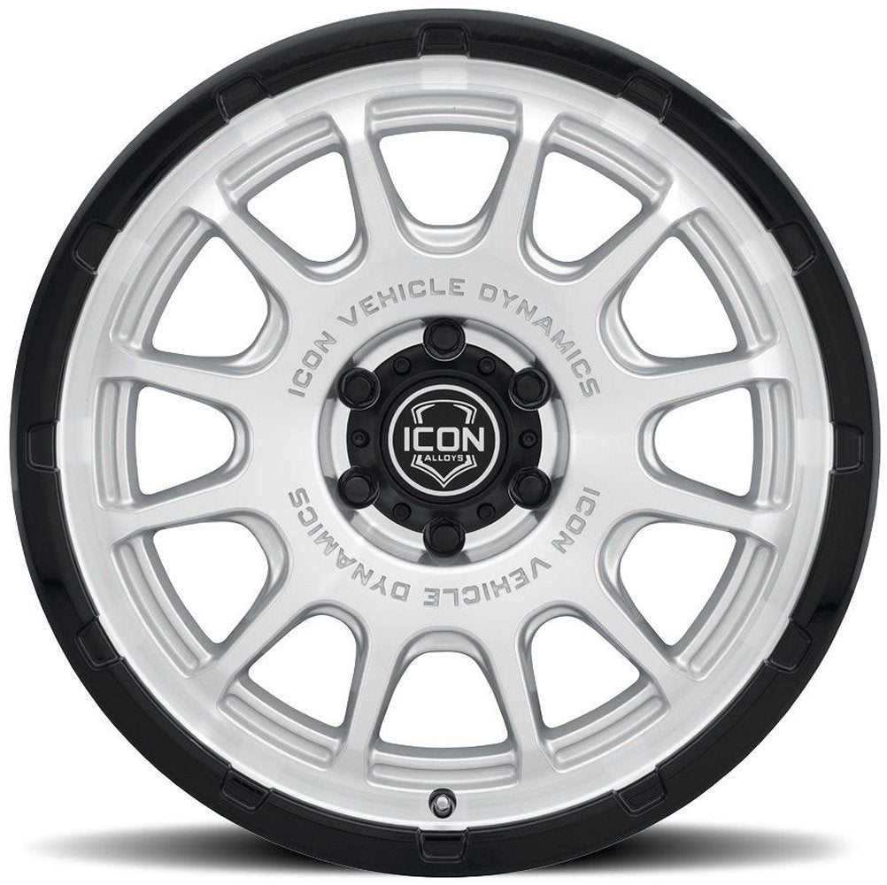 20x9 ICON Rancho Silver Machined w/ Gloss Black Lip 6x135 16mm