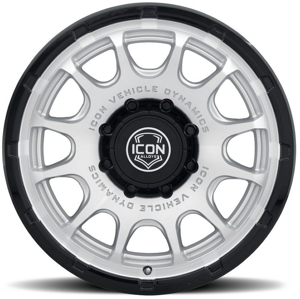 20x9 ICON Rancho Silver Machined w/ Gloss Black Lip 8x170 6mm