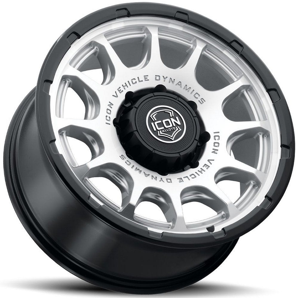 20x9 ICON Rancho Silver Machined w/ Gloss Black Lip 8x180 12mm