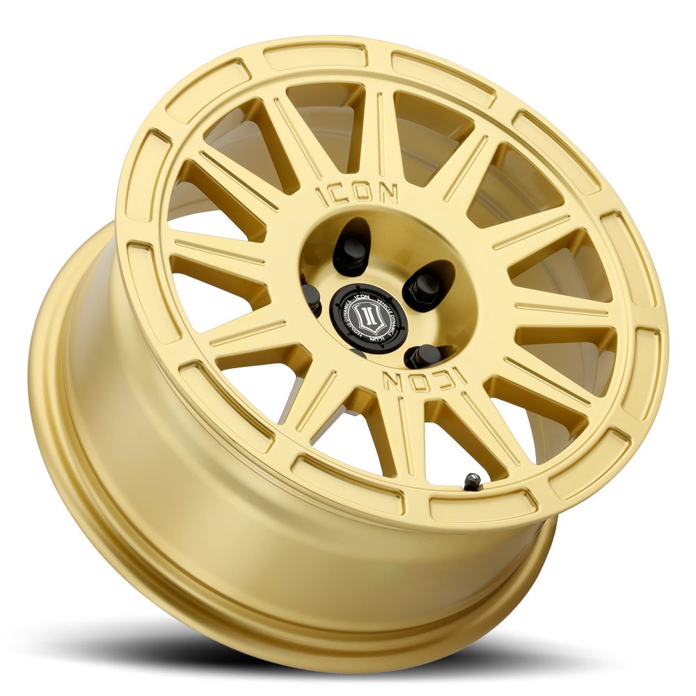 (Special Pricing) 17x8 ICON Ricochet Gloss Gold 5x100 38mm - Flex Offroad