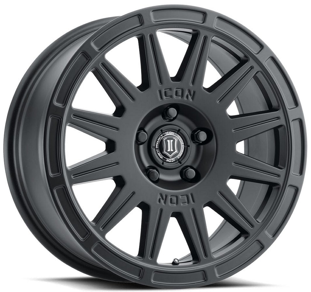 (Special Pricing) 15x7 ICON Ricochet Satin Black 5x100 15mm - Flex Offroad