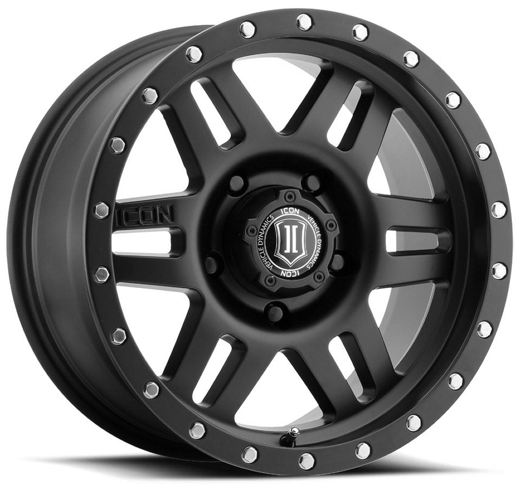(Special Pricing) 17x8.5 ICON Six Speed Satin Black (5 Lug) 5x5/127 -6mm - Flex Offroad