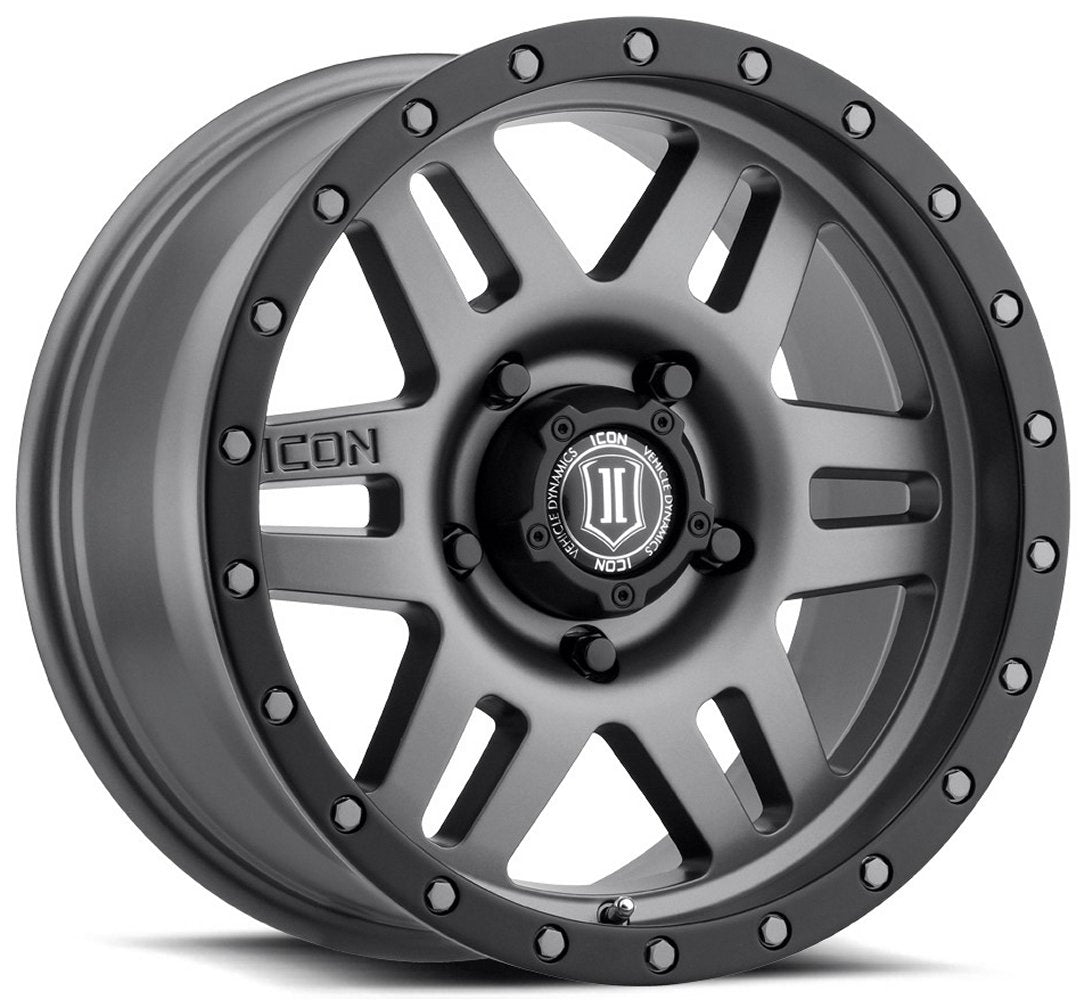 (Special Pricing) 17x8.5 ICON Six Speed Titanium (5 Lug) 5x5/127 -6mm - Flex Offroad