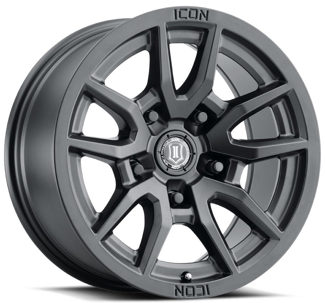 (Special Pricing) 17x8.5 ICON Vector 5 Satin Black 5x5/127 -6mm - Flex Offroad