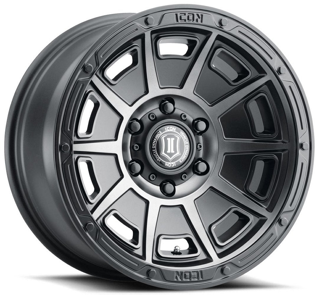 (Special Pricing) 17x8.5 ICON Victory Smoked Satin Black Tint 6x120 0mm - Flex Offroad