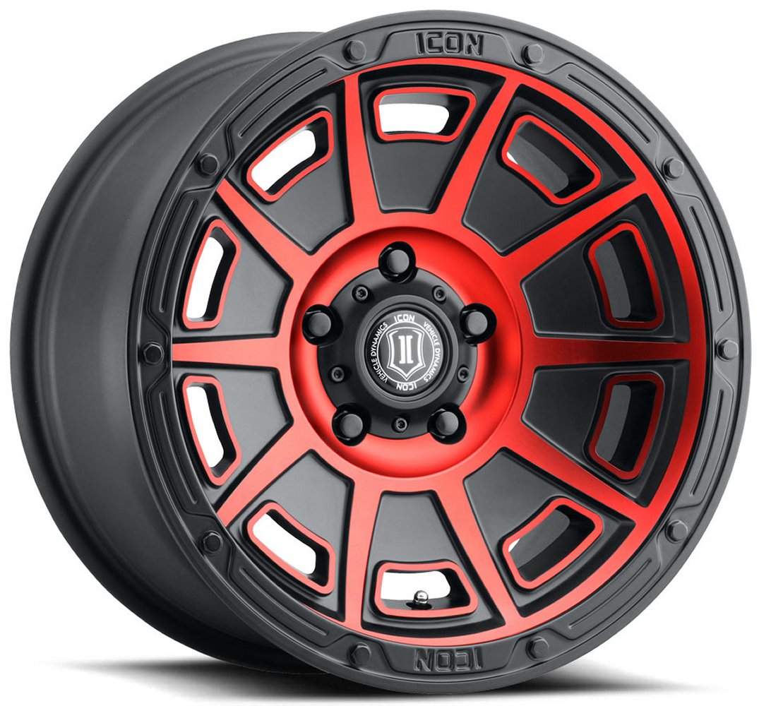 (Special Pricing) 17x8.5 ICON Victory Satin Black w/ Red Tint 6x5.5/139.7 0mm - Flex Offroad