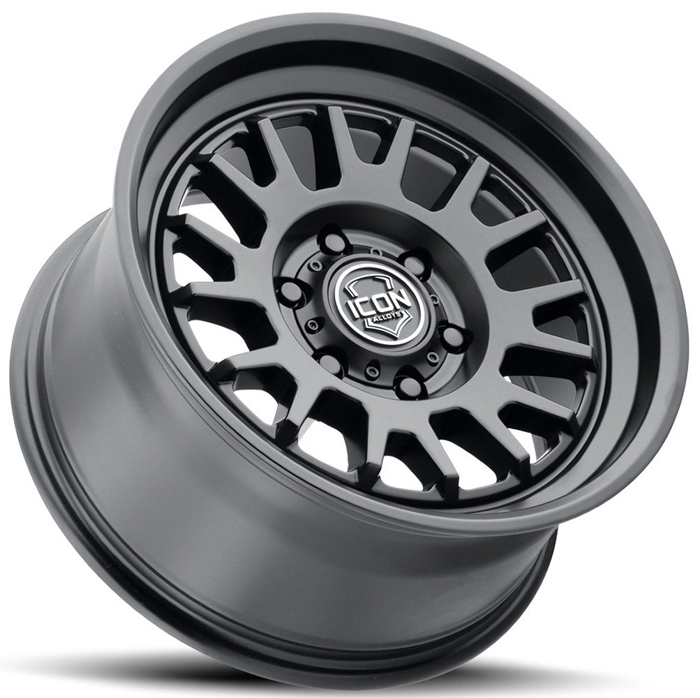 (Special Pricing) 17x8.5 ICON Anza Satin Black 6x135 6mm - Flex Offroad