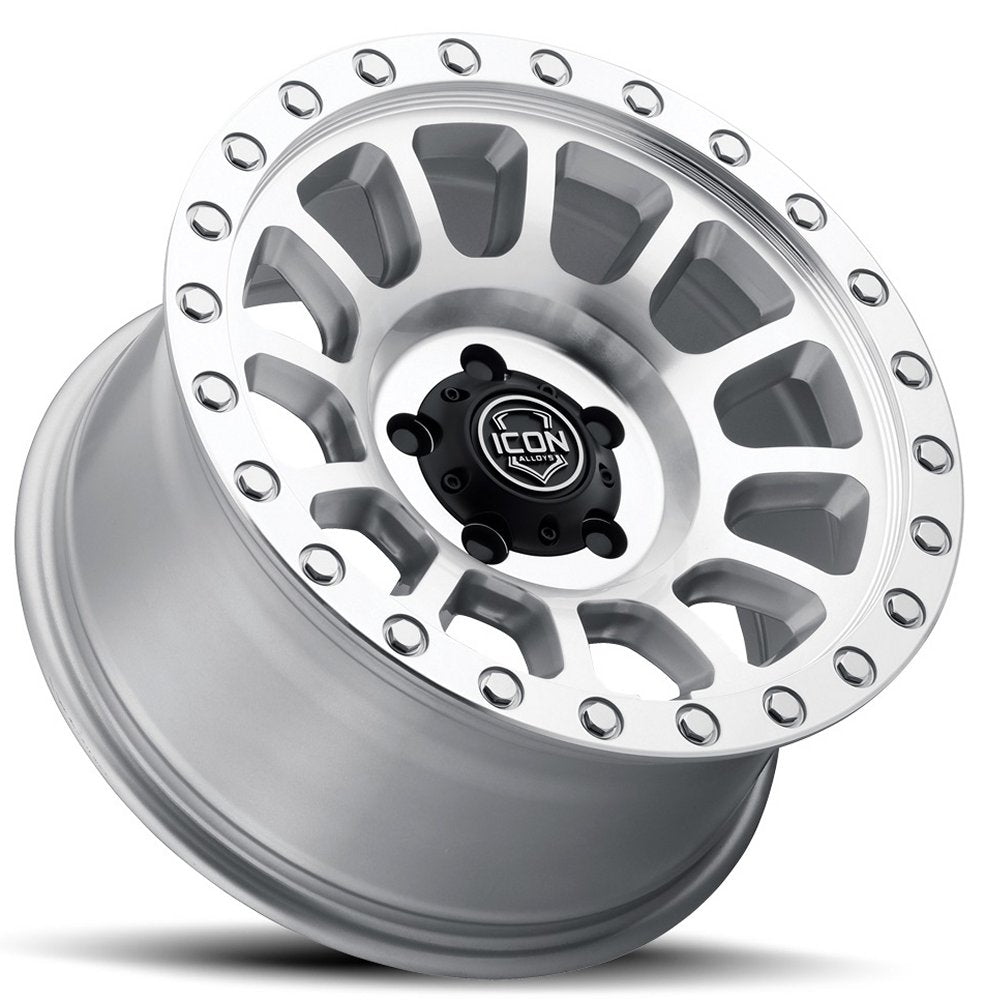 (Special Pricing) 17x8.5 ICON Hulse Silver Machined 5x5/127 -6mm - Flex Offroad