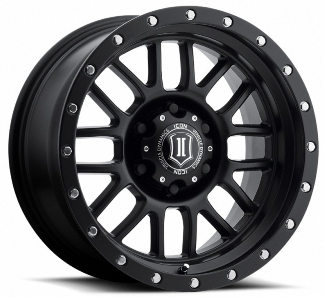 (Special Pricing) 17x8.5 ICON Alpha Satin Black (6 Lug) 6x5.5/139.7 0mm - Flex Offroad