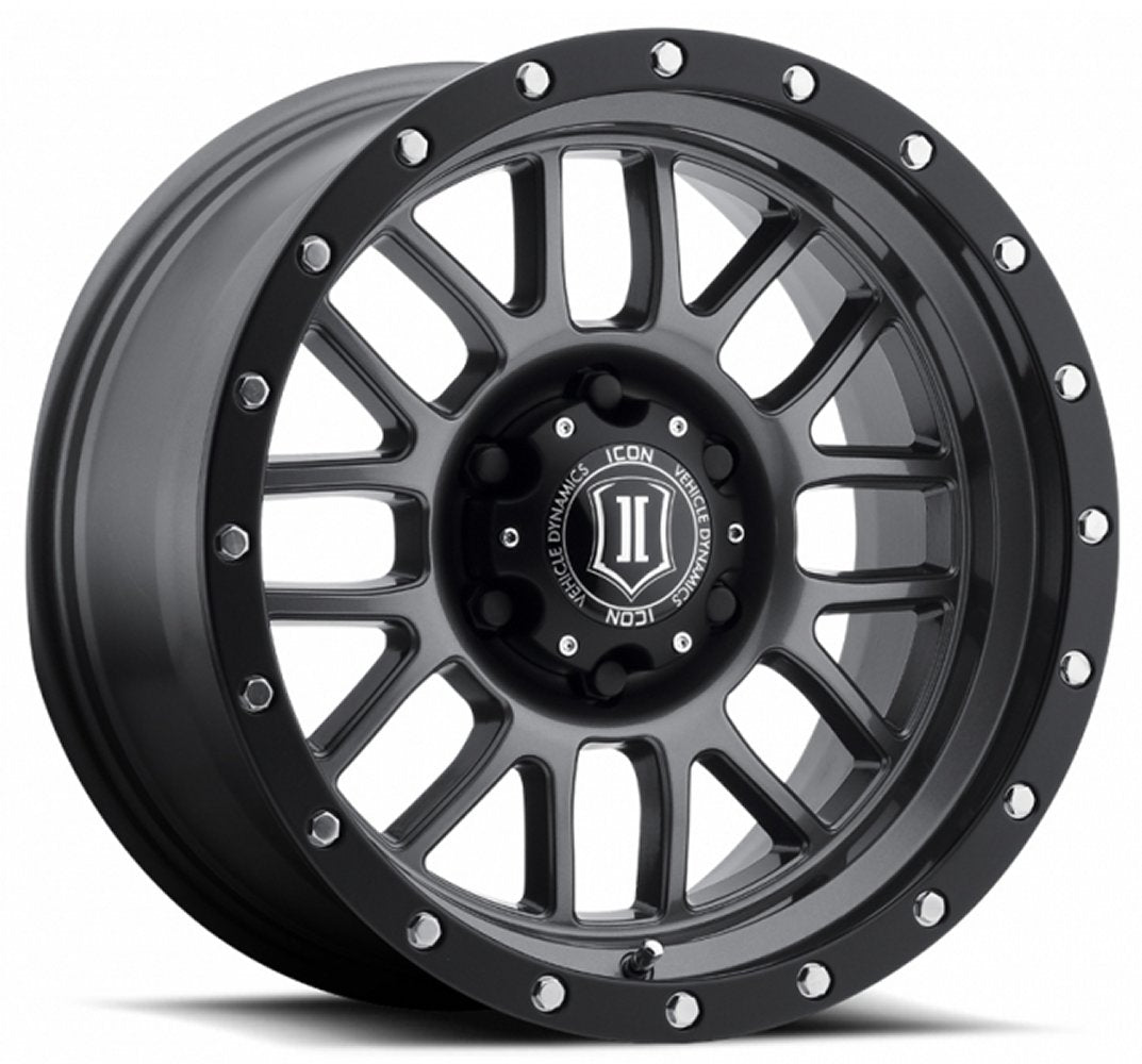 (Special Pricing) 17x8.5 ICON Alpha Gunmetal (6 Lug) 6x5.5/139.7 0mm - Flex Offroad