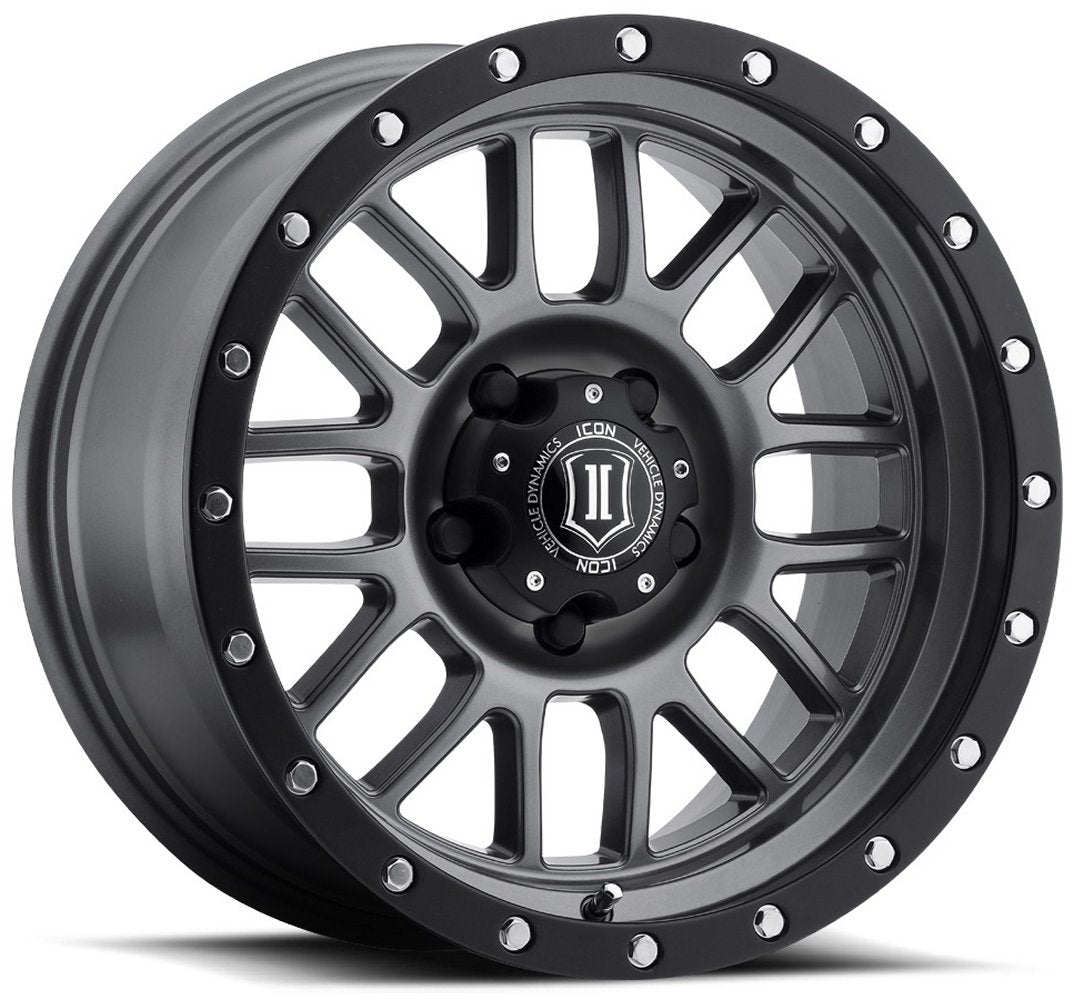 (Special Pricing) 17x8.5 ICON Alpha Gunmetal (6 Lug) 6x135 6mm - Flex Offroad