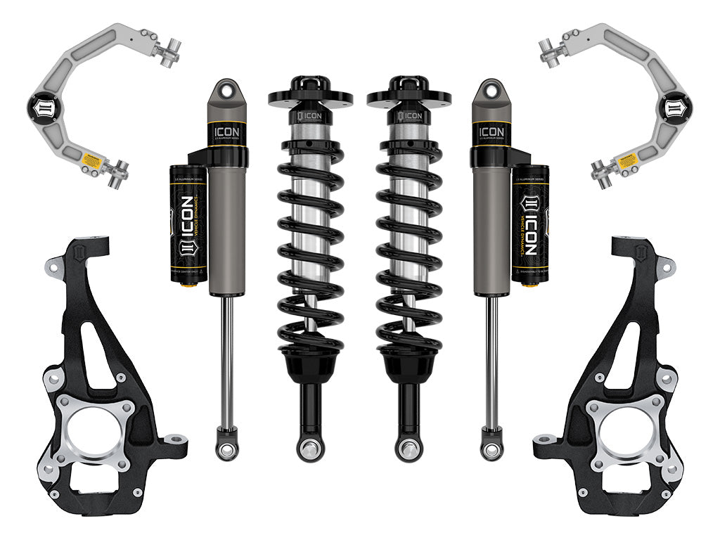 ICON 2021-2024 Ford F-150 4WD, 3.5-4.5" Lift, Stage 2 Suspension System, Billet K93142
