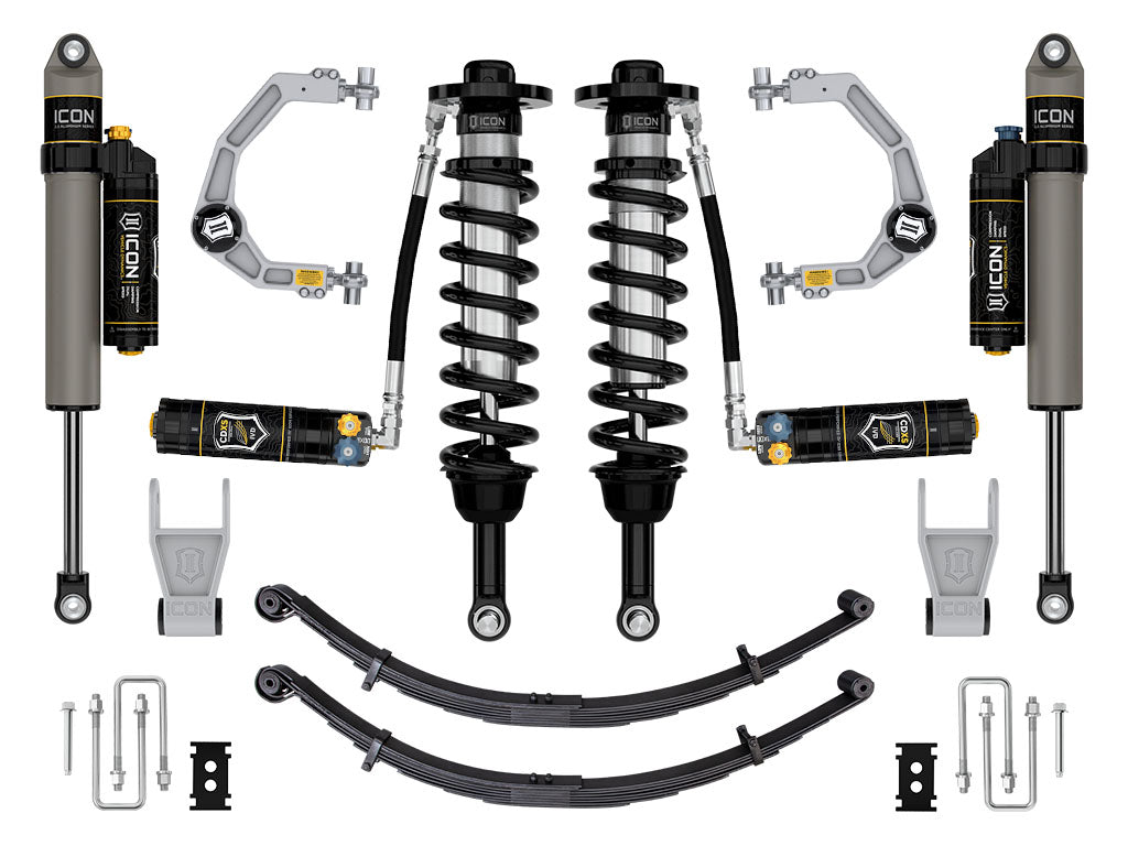 ICON 2021-2024 Ford F-150 Tremor, 2.5-3" Lift, Stage 4 Suspension System, Billet, CDXS, w/ Leaf Packs k93164ld