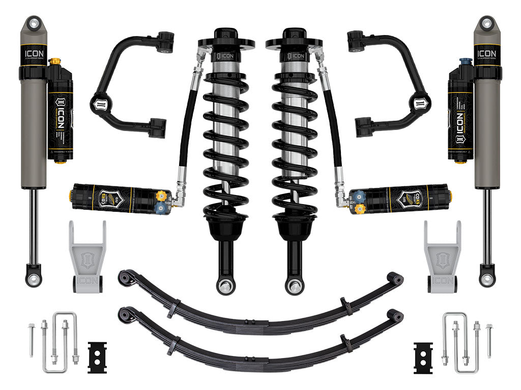 ICON 2021-2024 Ford F-150 Tremor, 2.5-3" Lift, Stage 4 Suspension System, Tubular, CDXS, w/ Leaf Packs k93164tld