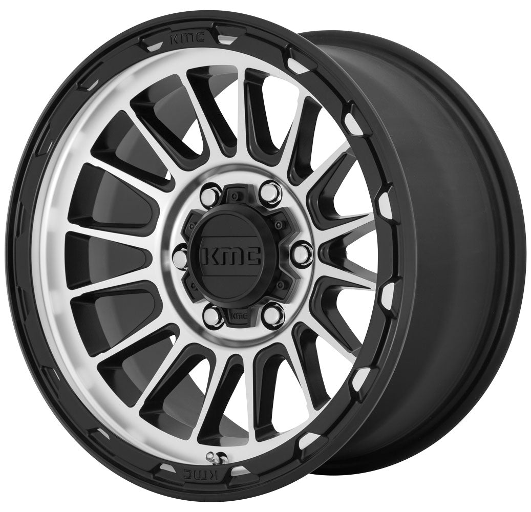 16x7 KMC KM542 Impact Satin Black Machined 5x110 30mm