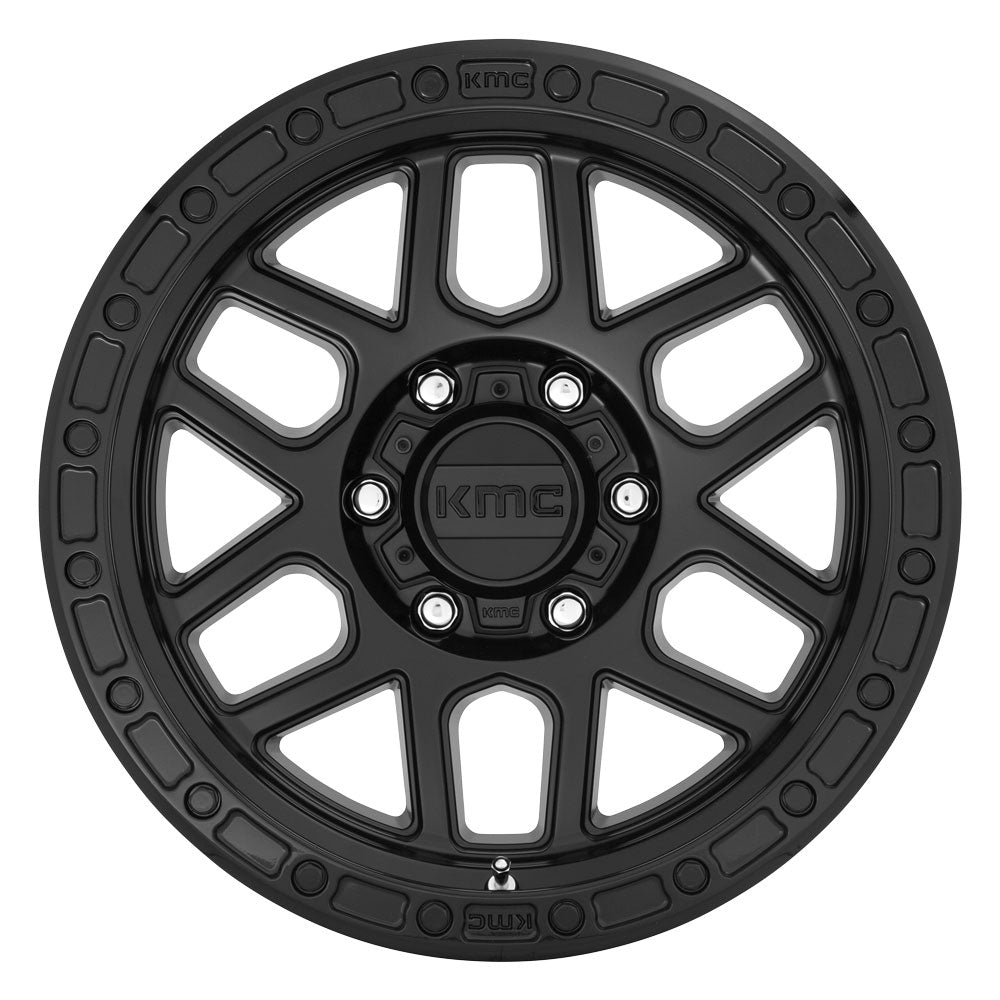 20x9 KMC KM544 Mesa Satin Black w/ Gloss Black Lip 6x135 18mm