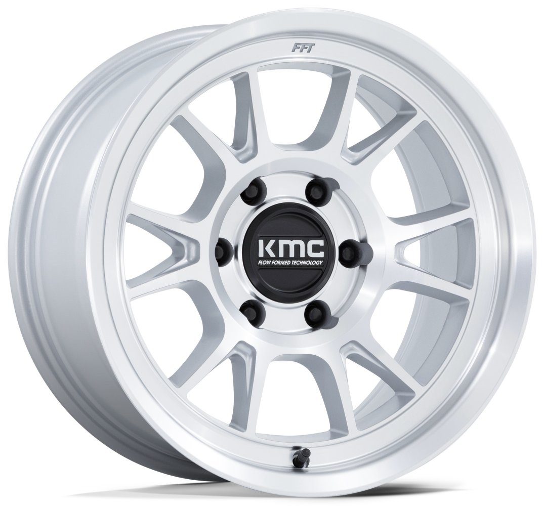 17x8.5 KMC KM729 Range Gloss Silver Machined 6x135 0mm - Flex Offroad