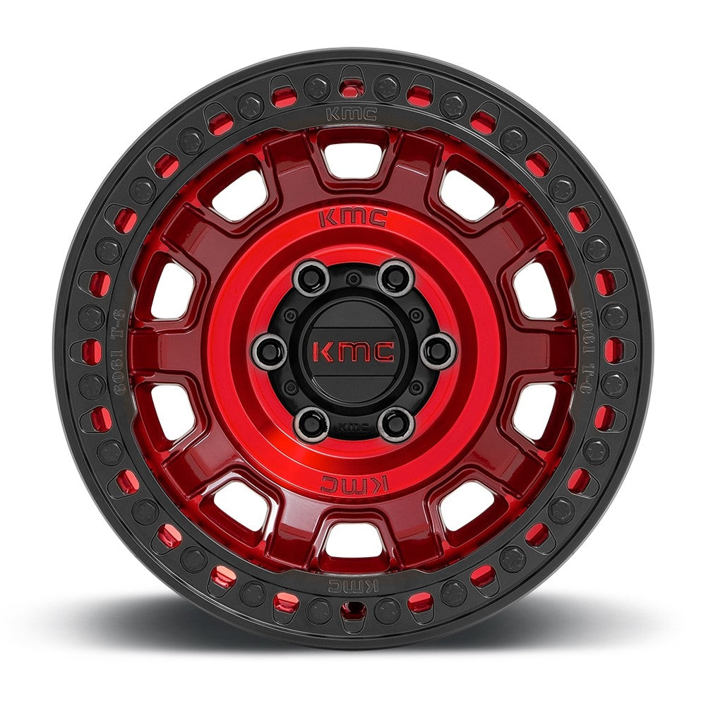 17x9 KMC KM236 Tank Beadlock Candy Red (True Beadlock) 6x5.5/139.7 -15mm - Flex Offroad