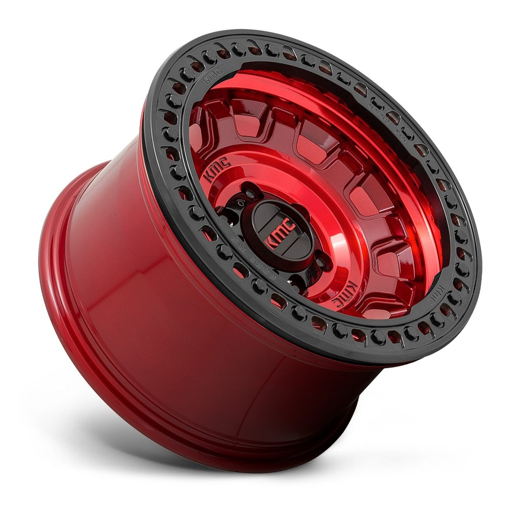 17x9 KMC KM236 Tank Beadlock Candy Red (True Beadlock) 5x5/127 -15mm - Flex Offroad