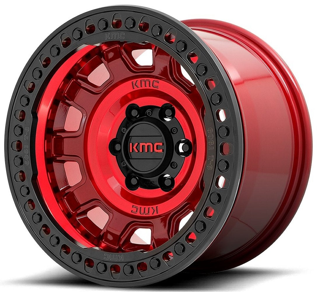 17x9 KMC KM236 Tank Beadlock Candy Red (True Beadlock) 5x5/127 -15mm - Flex Offroad
