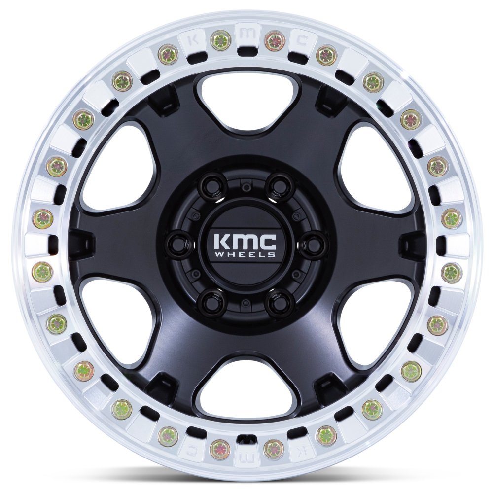 20X10 KMC KM238 VI Beadlock Satin Black w/ Machined Lip (True Beadlock) 8x6.5/165 -48mm - Flex Offroad
