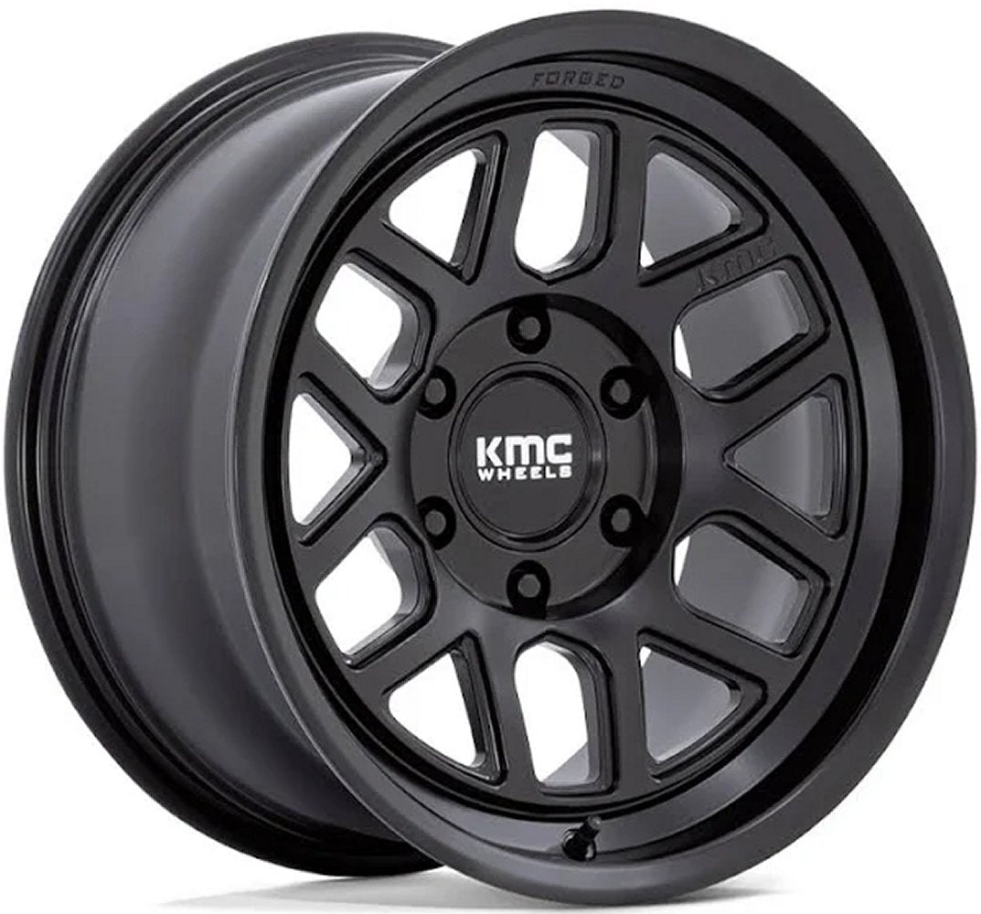 18X9 KMC KM446 Mesa Forged Monoblock Satin Black 6x5.5/139.7 -12mm - Flex Offroad
