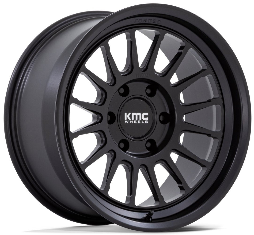 18X9 KMC KM447 Impact Forged Monoblock Satin Black 6x5.5/139.7 18mm - Flex Offroad