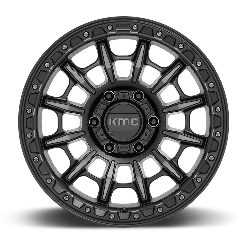17x9 KMC KM547 Carnage Satin Black w/ Gray Tint 5x5/127 -12mm - Flex Offroad