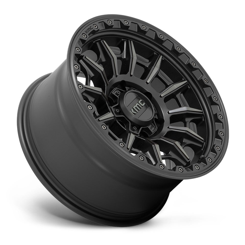 17x9 KMC KM547 Carnage Satin Black w/ Gray Tint 5x5/127 -12mm - Flex Offroad